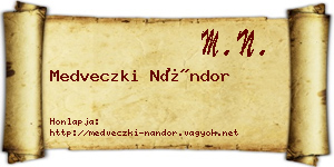 Medveczki Nándor névjegykártya